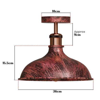 Industrial Copper Semi-Flush Mount Ceiling Light | Vintage Metal Dome E26 ~1447