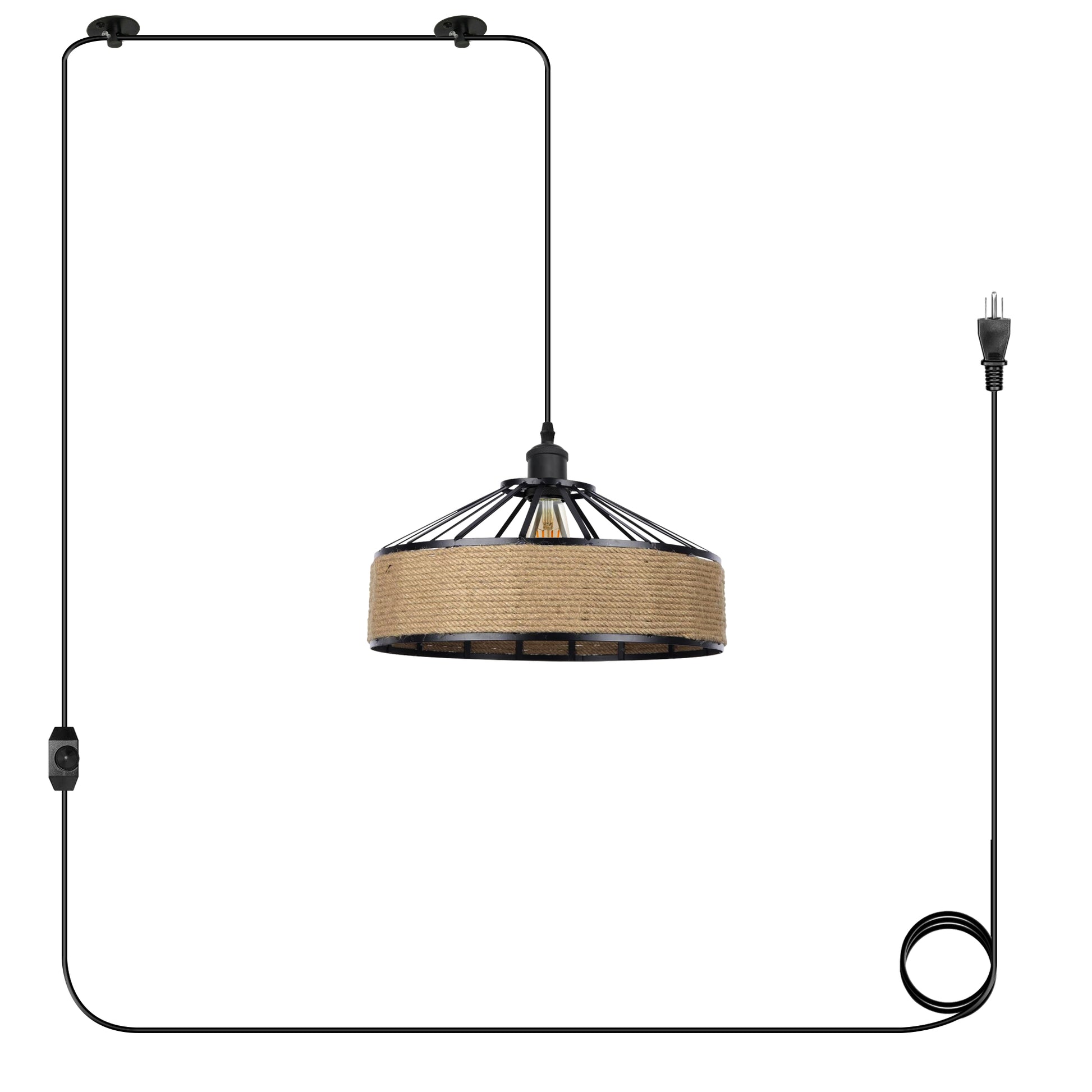 Vintage Industrial  Plug-in Pendant Hanging lampshade