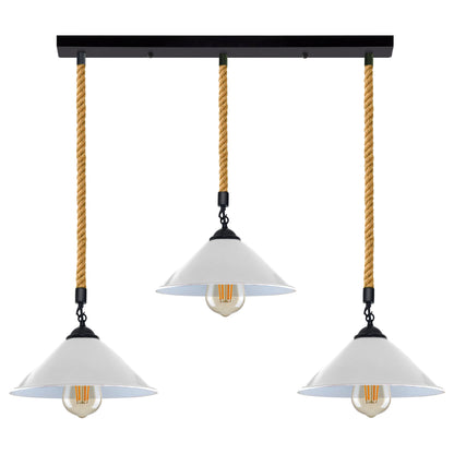 rope pendant with white lamp shade