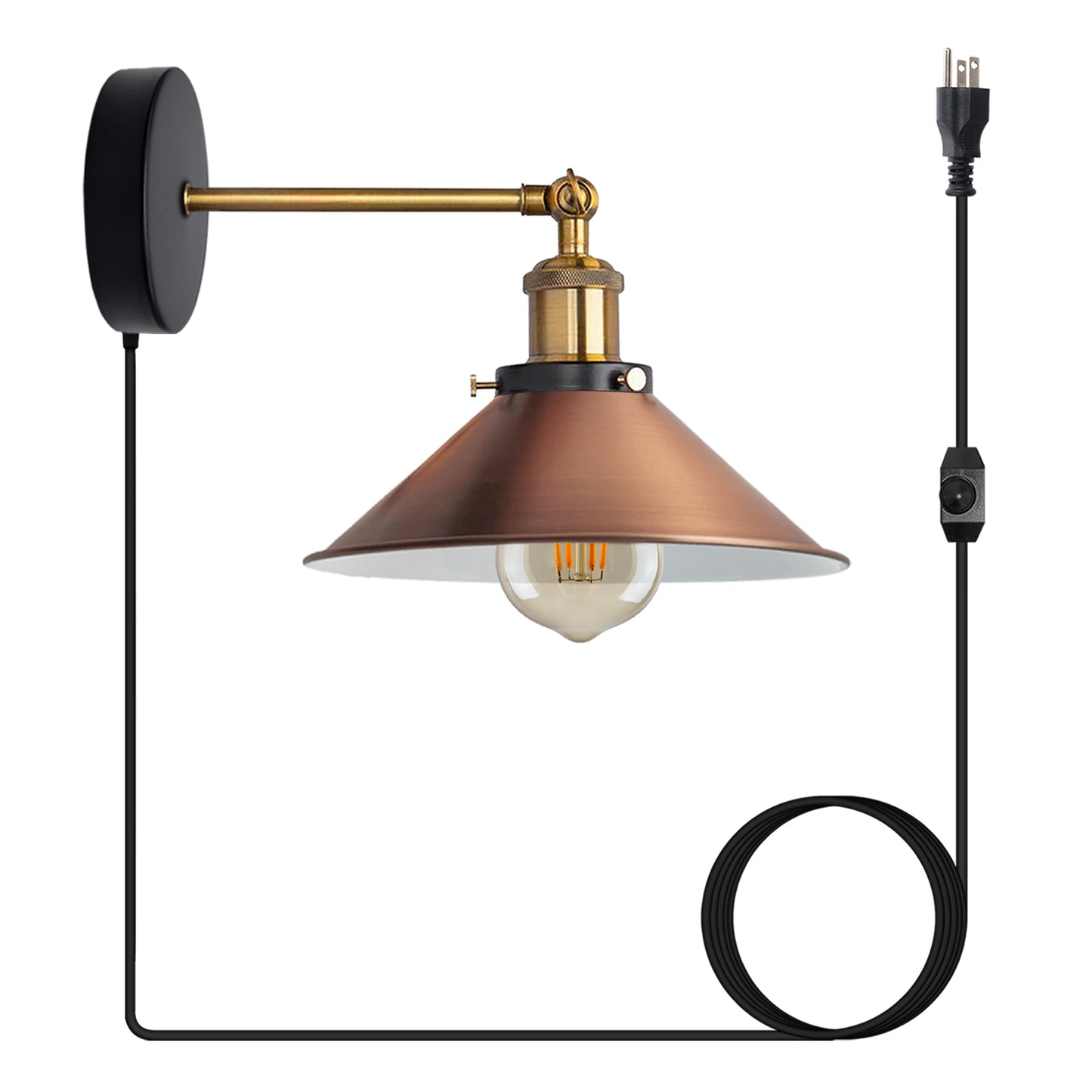 Copper plug in wall light with dimmer switch.JPG