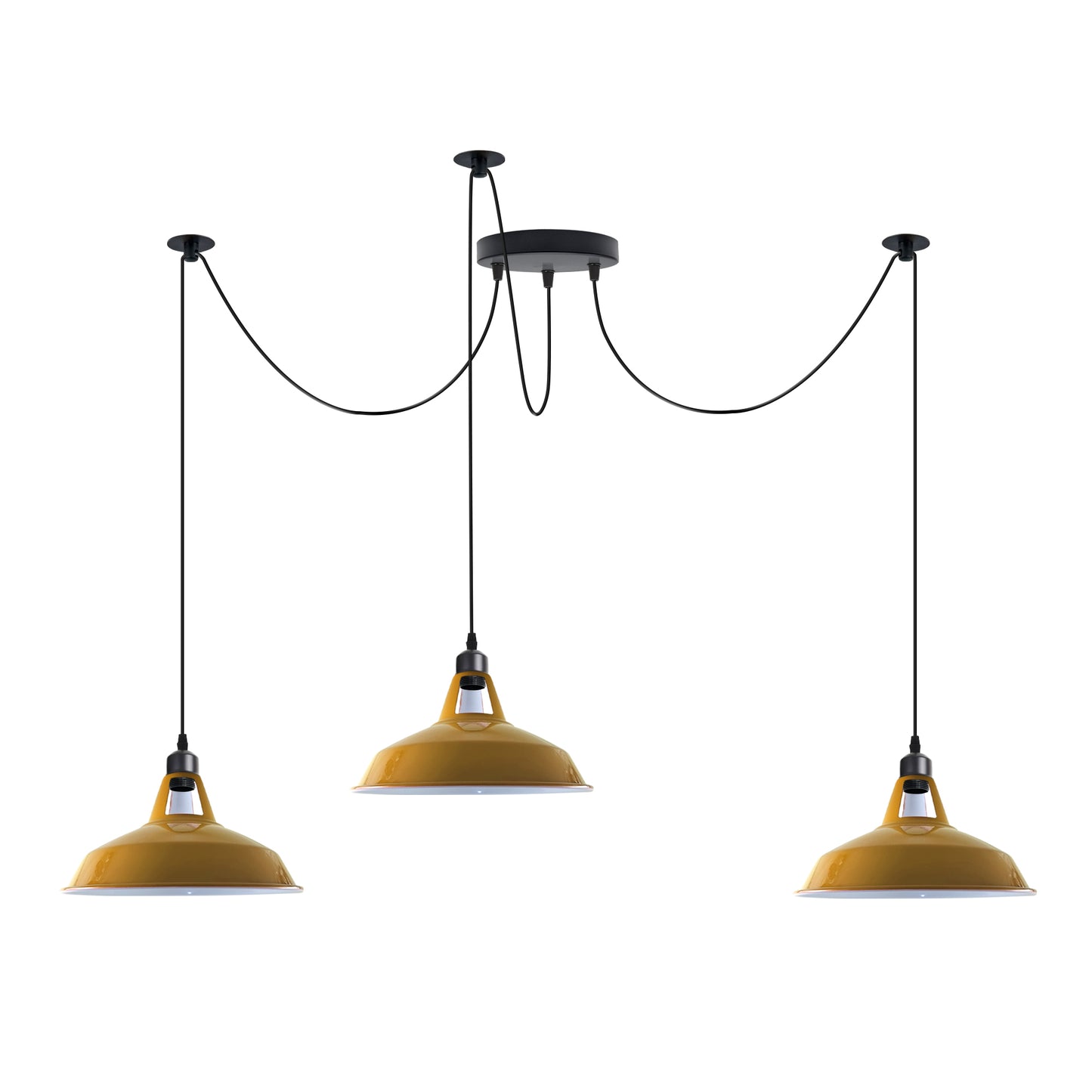 Industrial Three-head Metal Barn Shade Spider Pendant Light