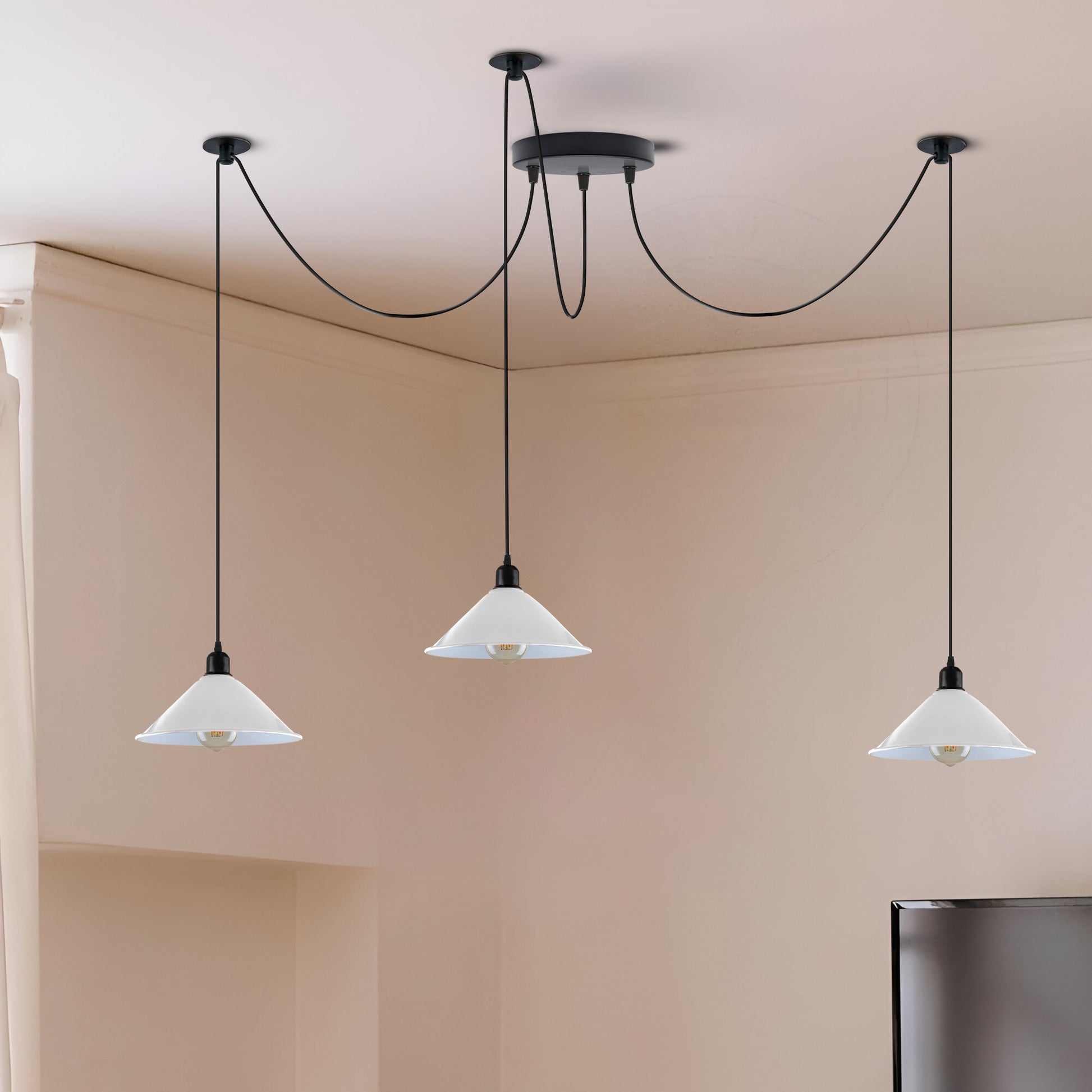 white cone pendant lighting - Application image