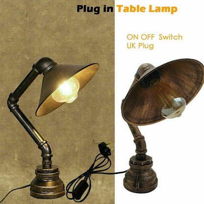 Industrial Table Lamp Metal Cone Shade Steampunk - Bedside Lamps- 1602