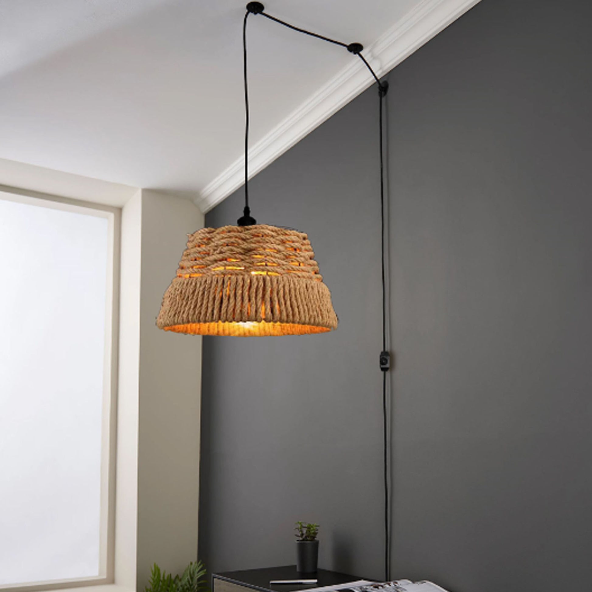 Vintage Industrial  Plug-in Pendant Hanging lampshade