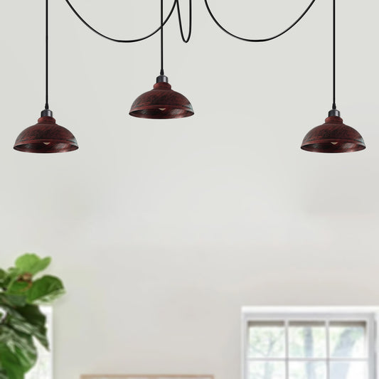 Retro Vintage Ceiling Spider Light Curvy Pendant Lamp Rustic Red - Application image
