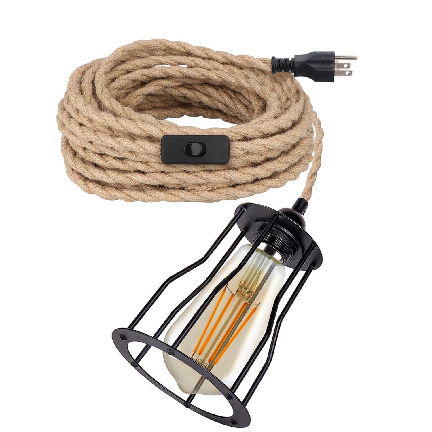 Hemp Fabric Flex Cable kit Plugin Pendant Light