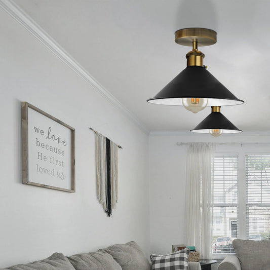 Adjustable Semi Flush Mount Metal ceiling Light Cone Shade 