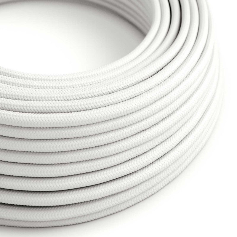 3-Core Electric Round Cable with White Color fabric finish