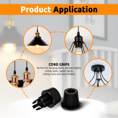 White Plastic M10 Knurled Edge Cord Grip | Pendant Light Cable Strain Relief~1610