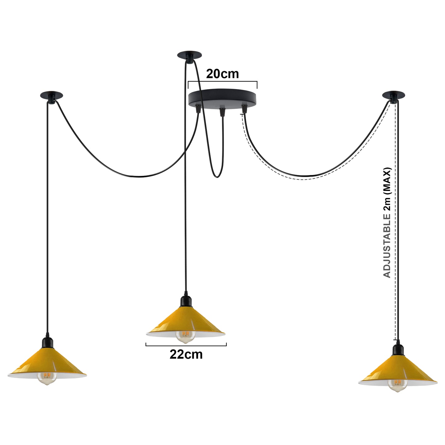 Vintage Ceiling Spider Light Industrial Cone Pendant Lamp