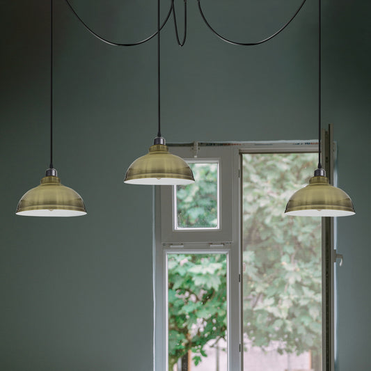 Vintage Ceiling Spider Light Curvy Pendant Lamp Green Brass - Application image