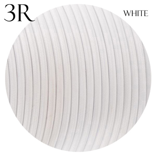 3-Core Electric Round Cable with White Color fabric finish