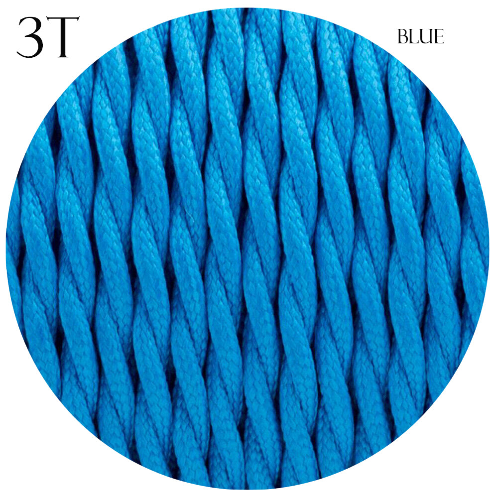 Cloth Covered Electric 3 Core Twisted Cable Blue