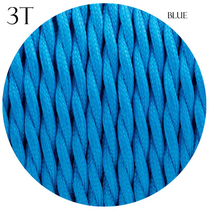 Cloth Covered Electric 3 Core Twisted Cable Blue