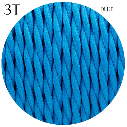 Cloth Covered Electric 3 Core Twisted Cable Blue