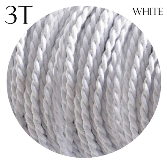 Electrical Cable 3 Core Twised Flex Fabric White