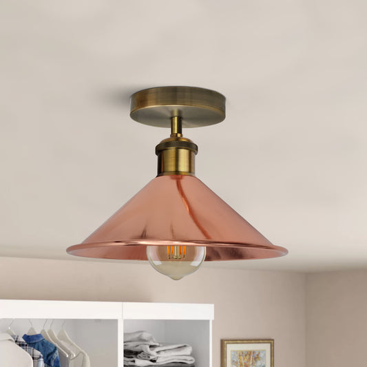 Vintage Industrial Ceiling Light Rose Gold E26 Flush Mount