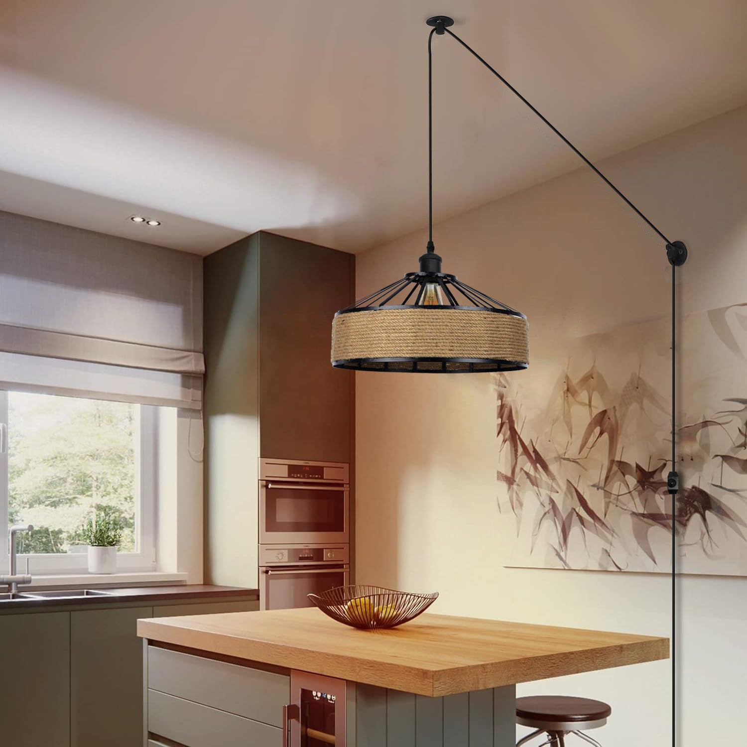 Vintage Industrial  Plug-in Pendant Hanging lampshade