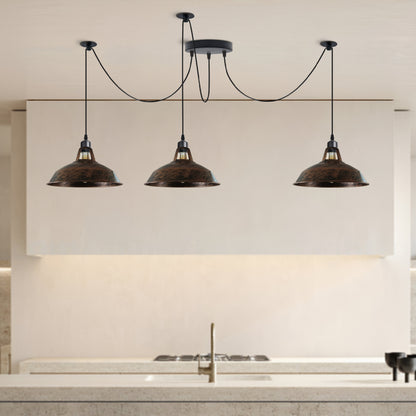 Industrial Three-head Metal Barn Shade Spider Pendant Light- Application image