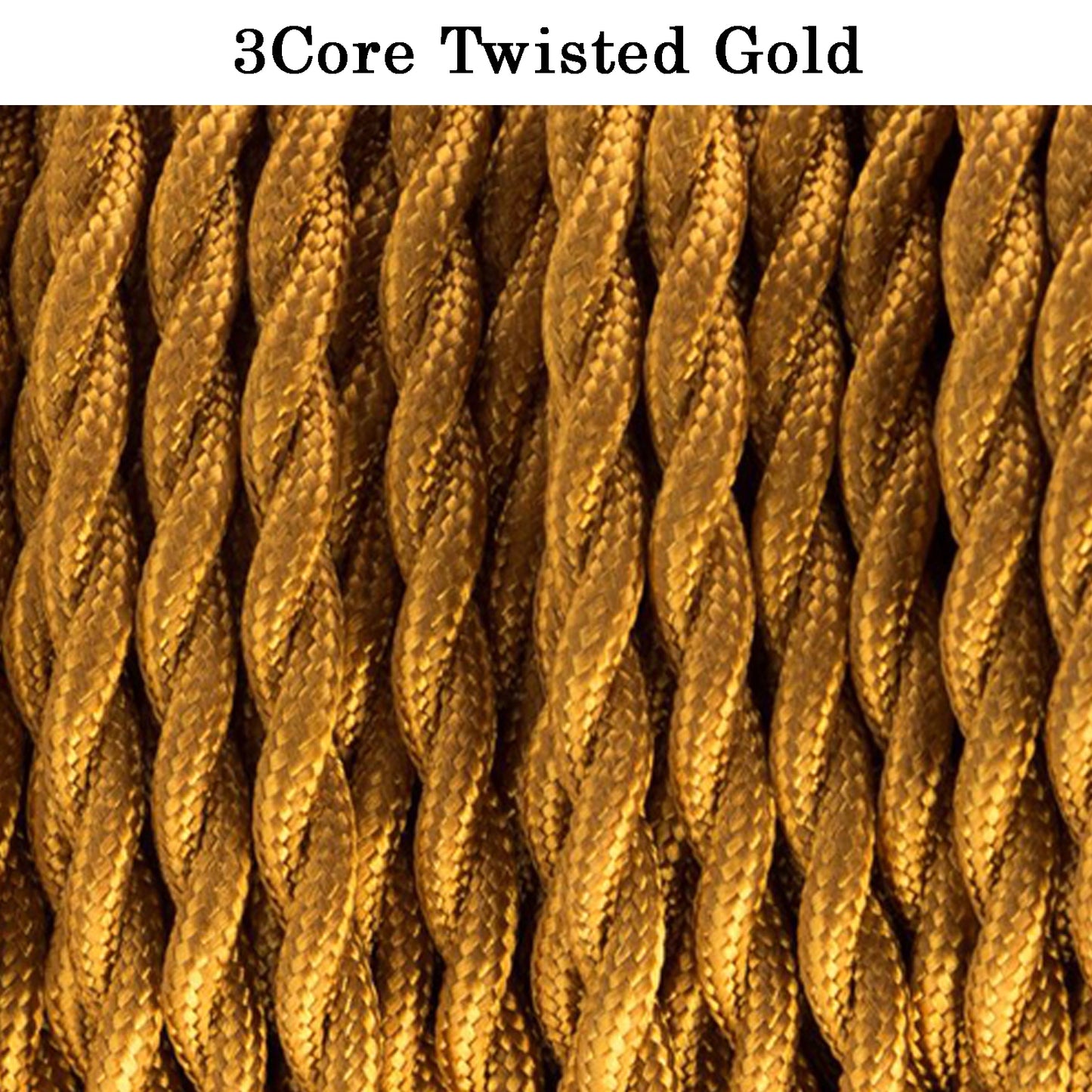 18 Gauge 3 Conductor Twisted Cloth Covered Wire Braided Light Cord Gold