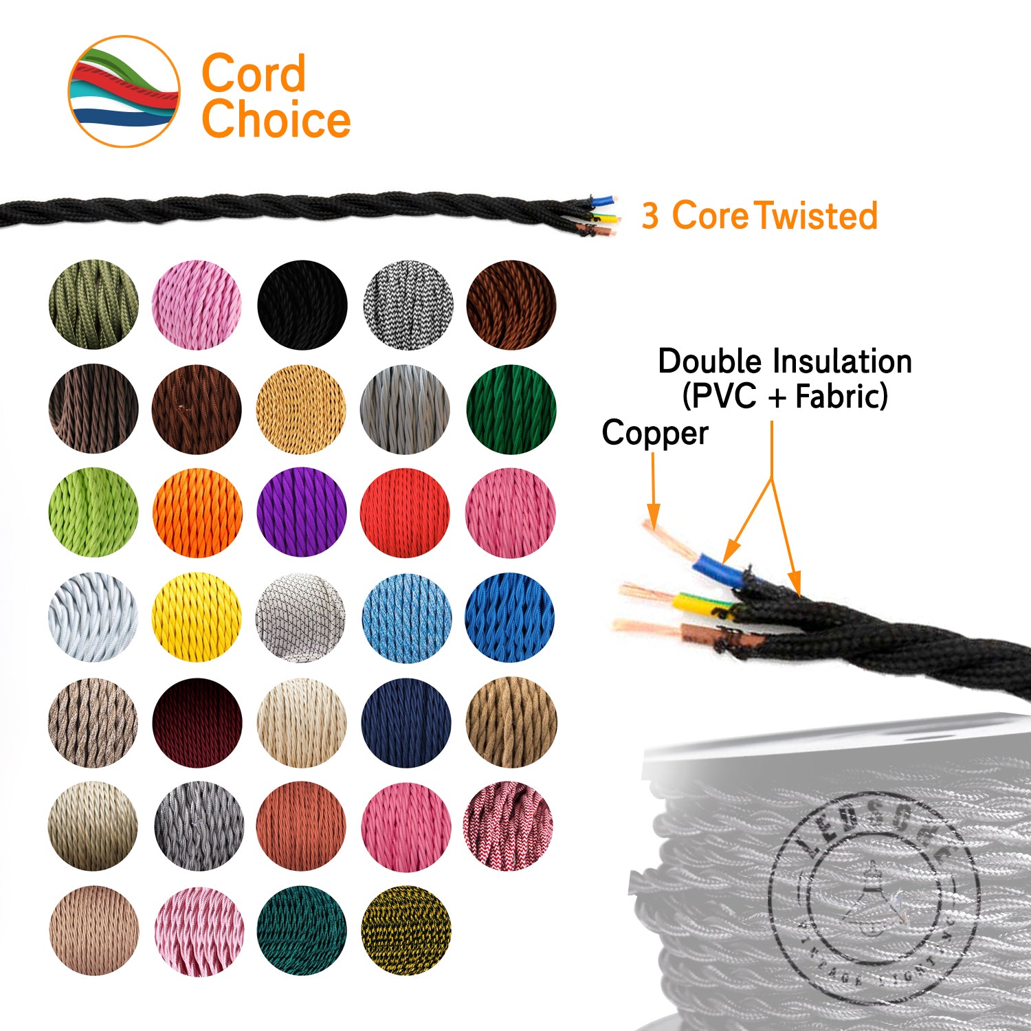 3 Core Twisted Braided Electric Cable