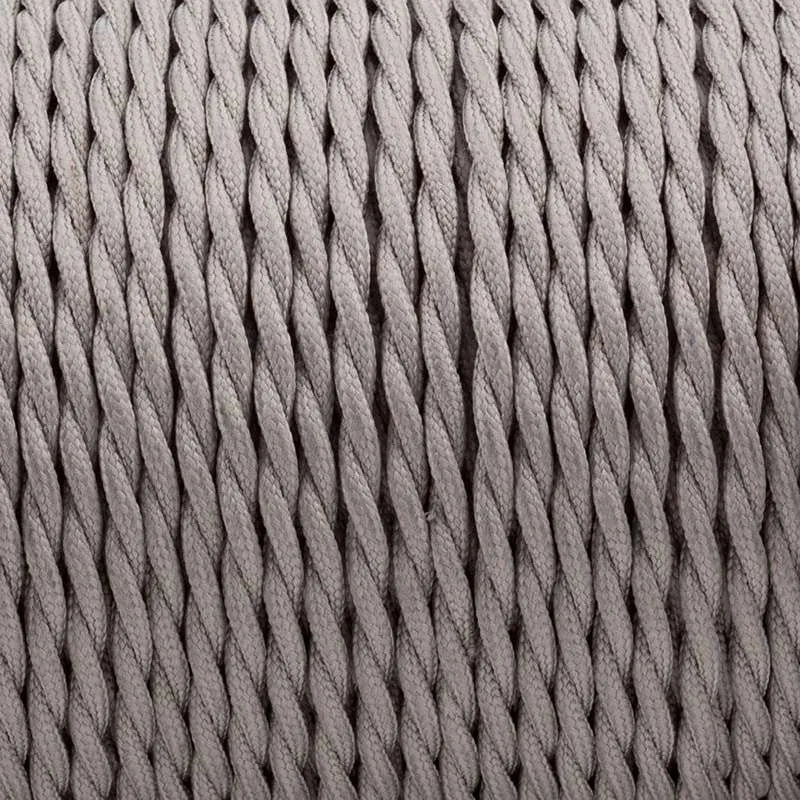 18 Gauge 3 Conductor Twisted Cloth Covered Wire Braided Light Cord Grey