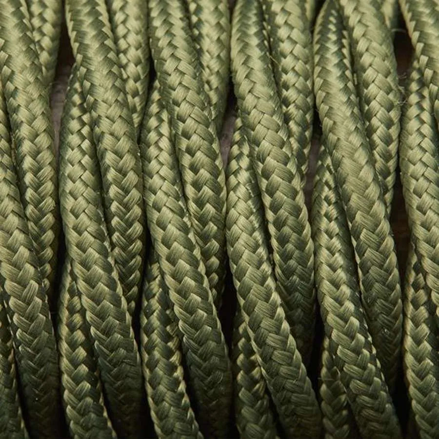 18 Gauge 2 Conductor Twisted Cloth Covered Wire Braided Light Cord Green