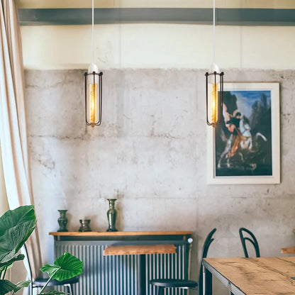 Long Shape Easy Fit Pendant Light Shade Metal Wire Cage