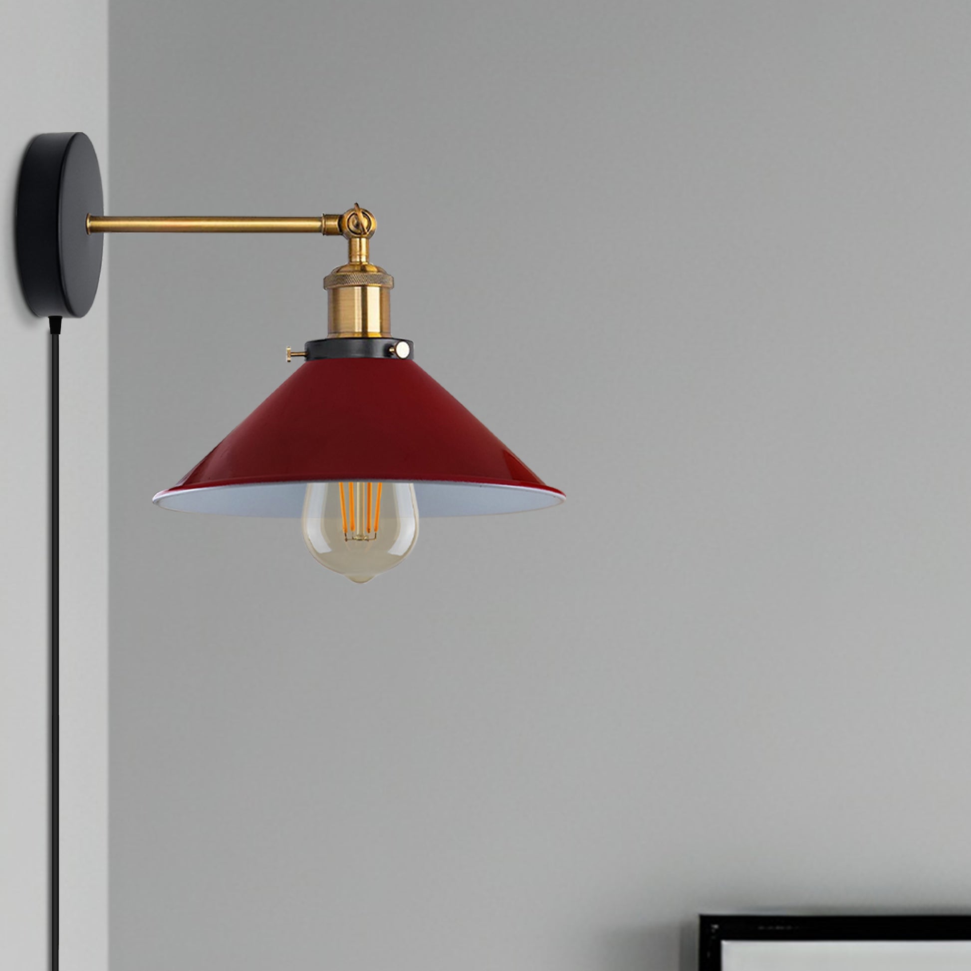 Red Plug-in Wall Light Sconces with Dimmer Switch for bed room.JPG