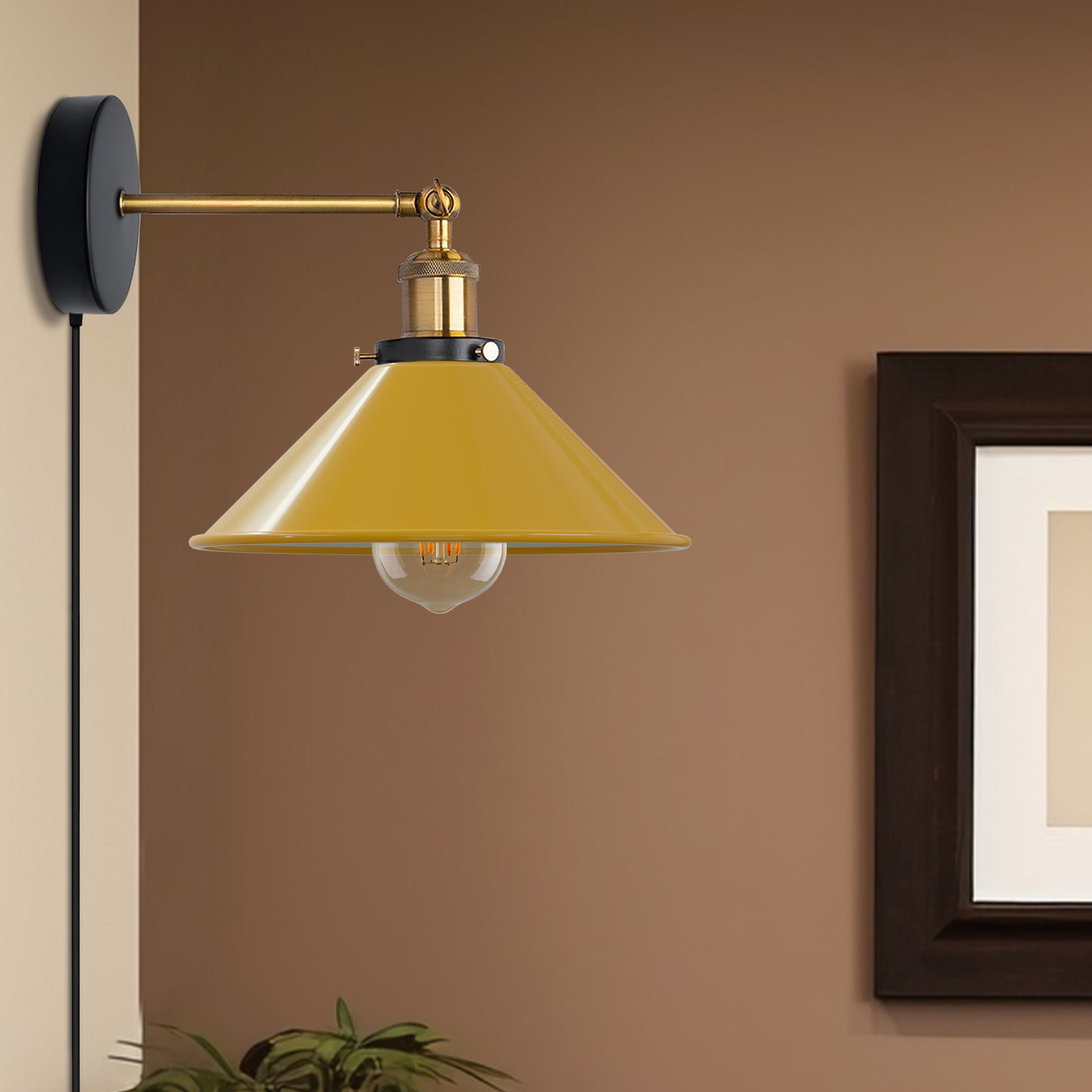 Yellow Plug-in Wall Light Sconces with Dimmer Switch for bed room.JPG