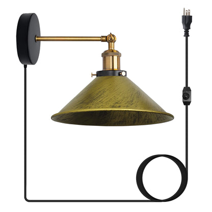Green brass plug in wall light with dimmer switch.JPG