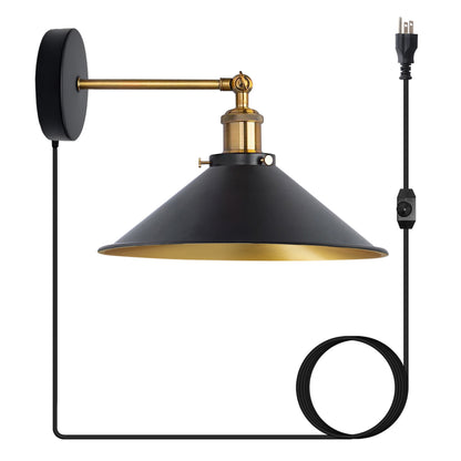 Black plug in wall light with dimmer switch.JPG
