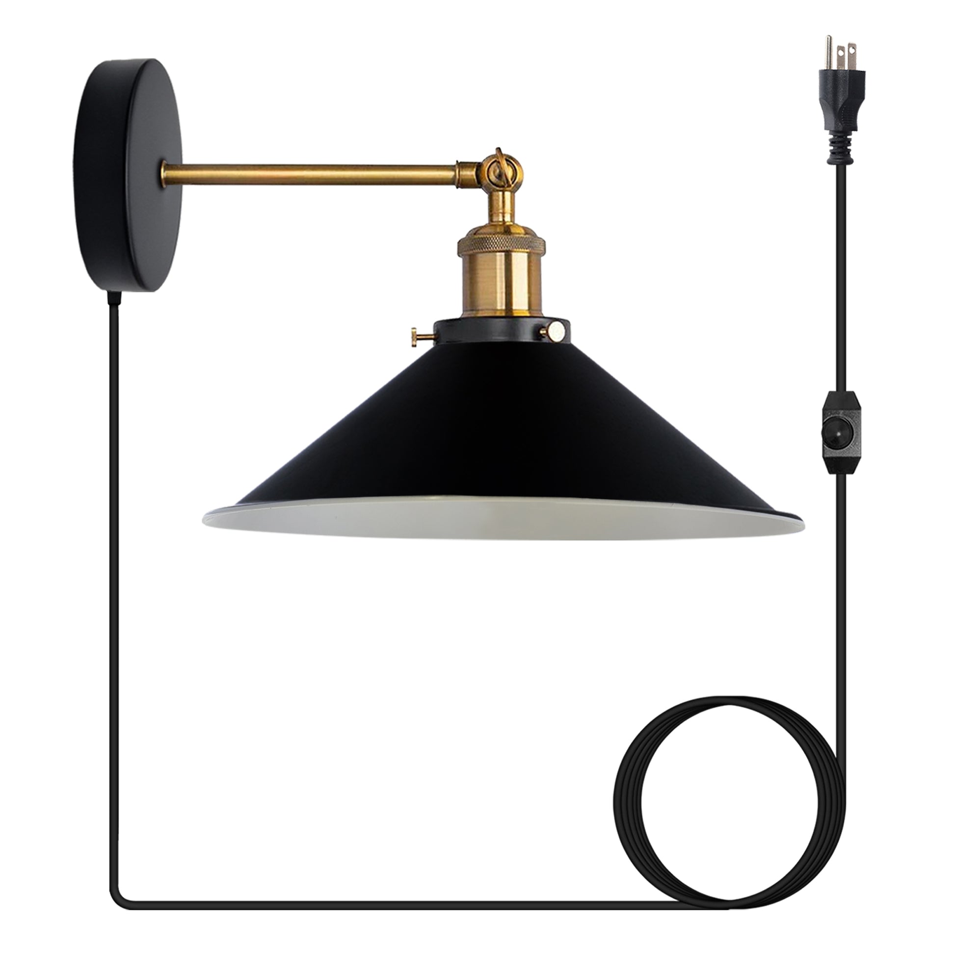 black  plug in wall light with dimmer switch.JPG