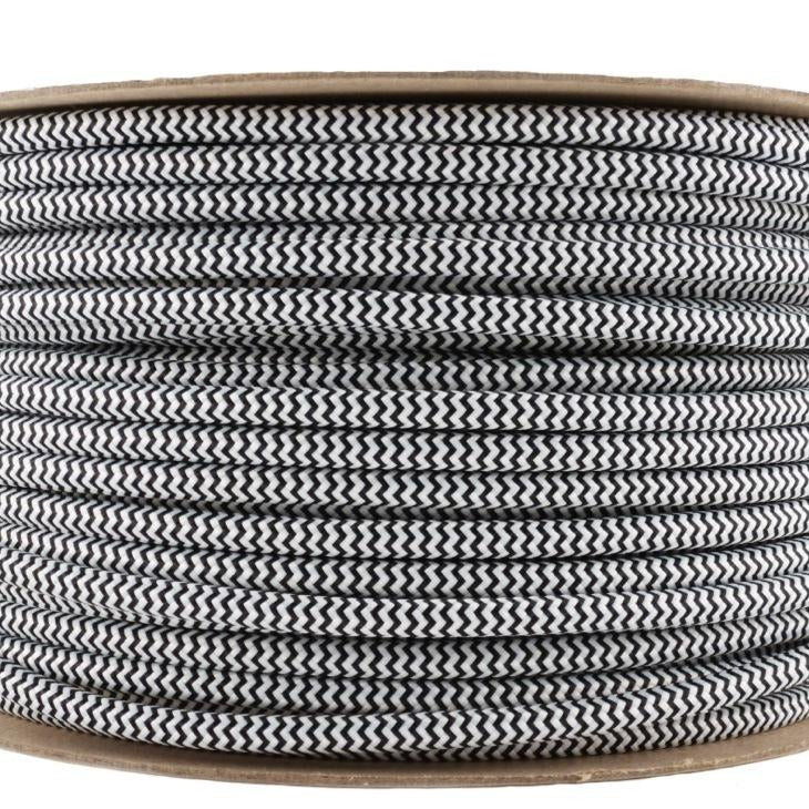 3Feet / 16Feet / 32 feet 2 Conductor Round Cloth Covered Wire Cord Black and white ~1598