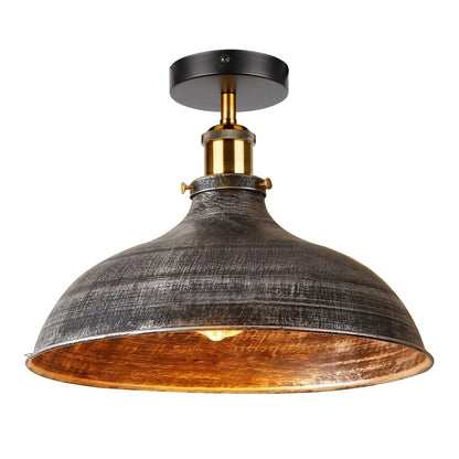 Brushed Silver Big Barn Style Flush Mount Ceiling Light