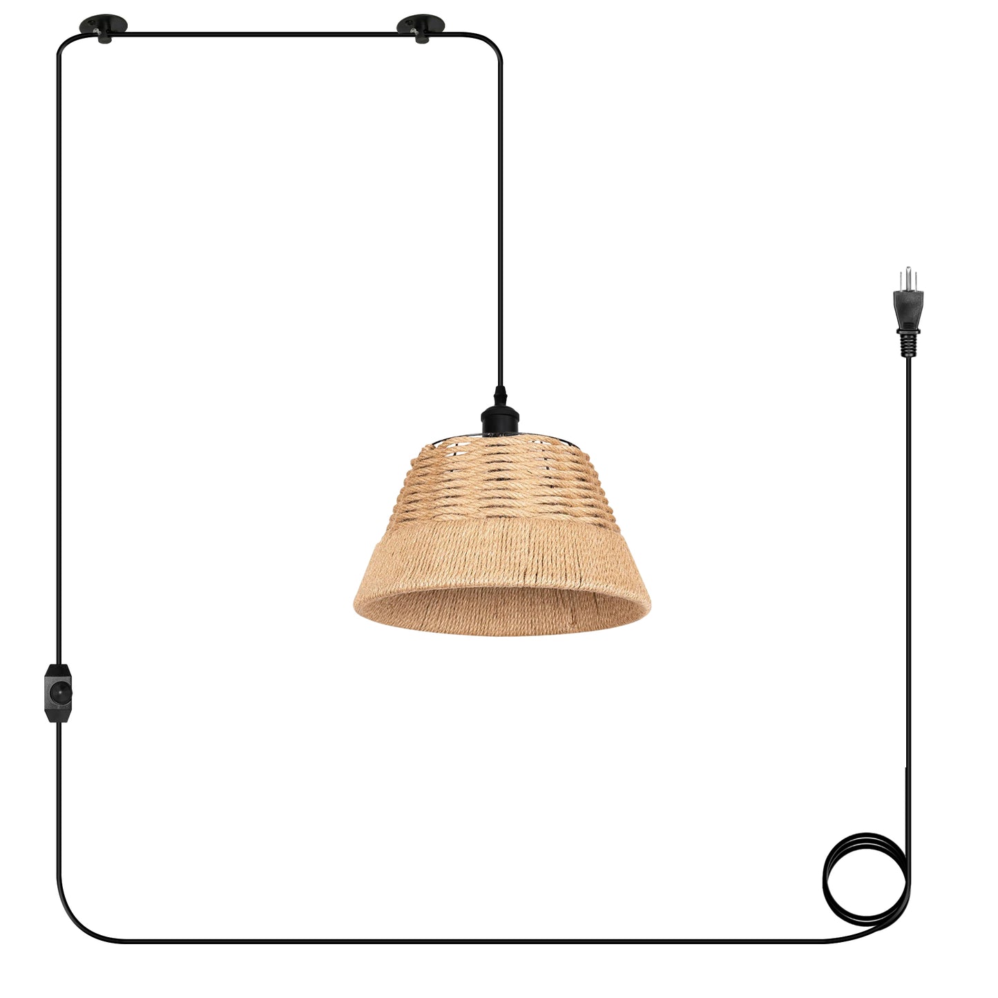 Vintage Industrial  Plug-in Pendant Hanging lampshade