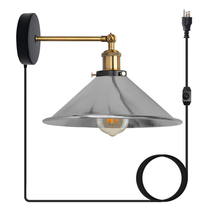 Chrome plug in wall light with dimmer switch.JPG