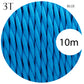 Cloth Covered Electric 3 Core Twisted Cable Blue