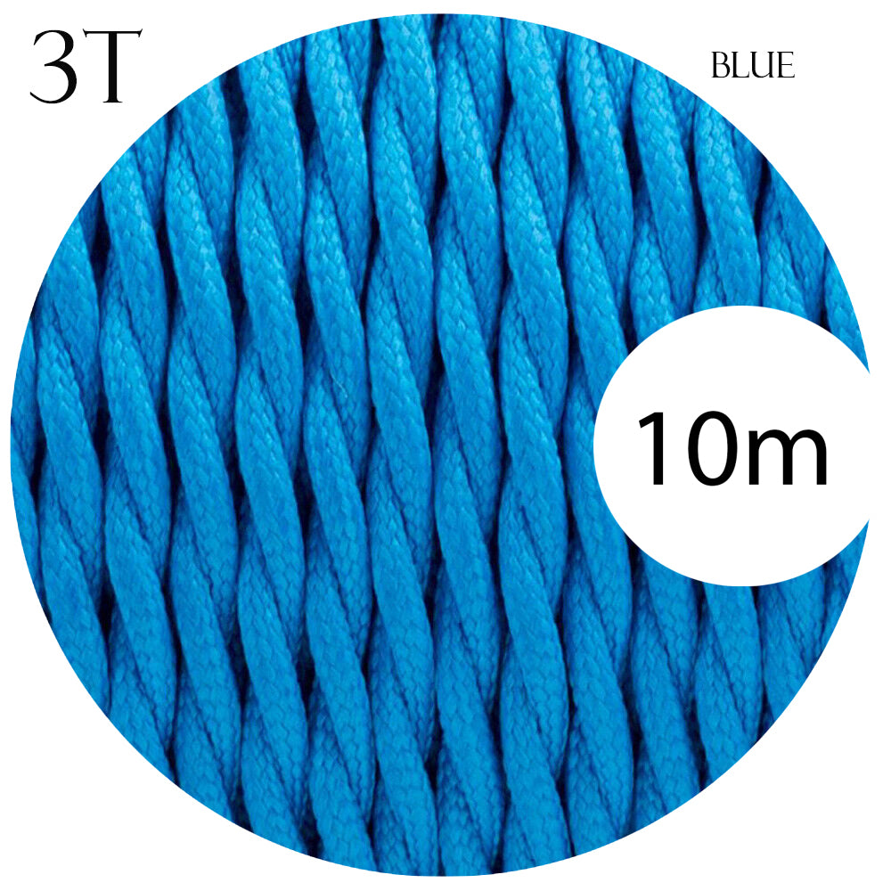 Cloth Covered Electric 3 Core Twisted Cable Blue