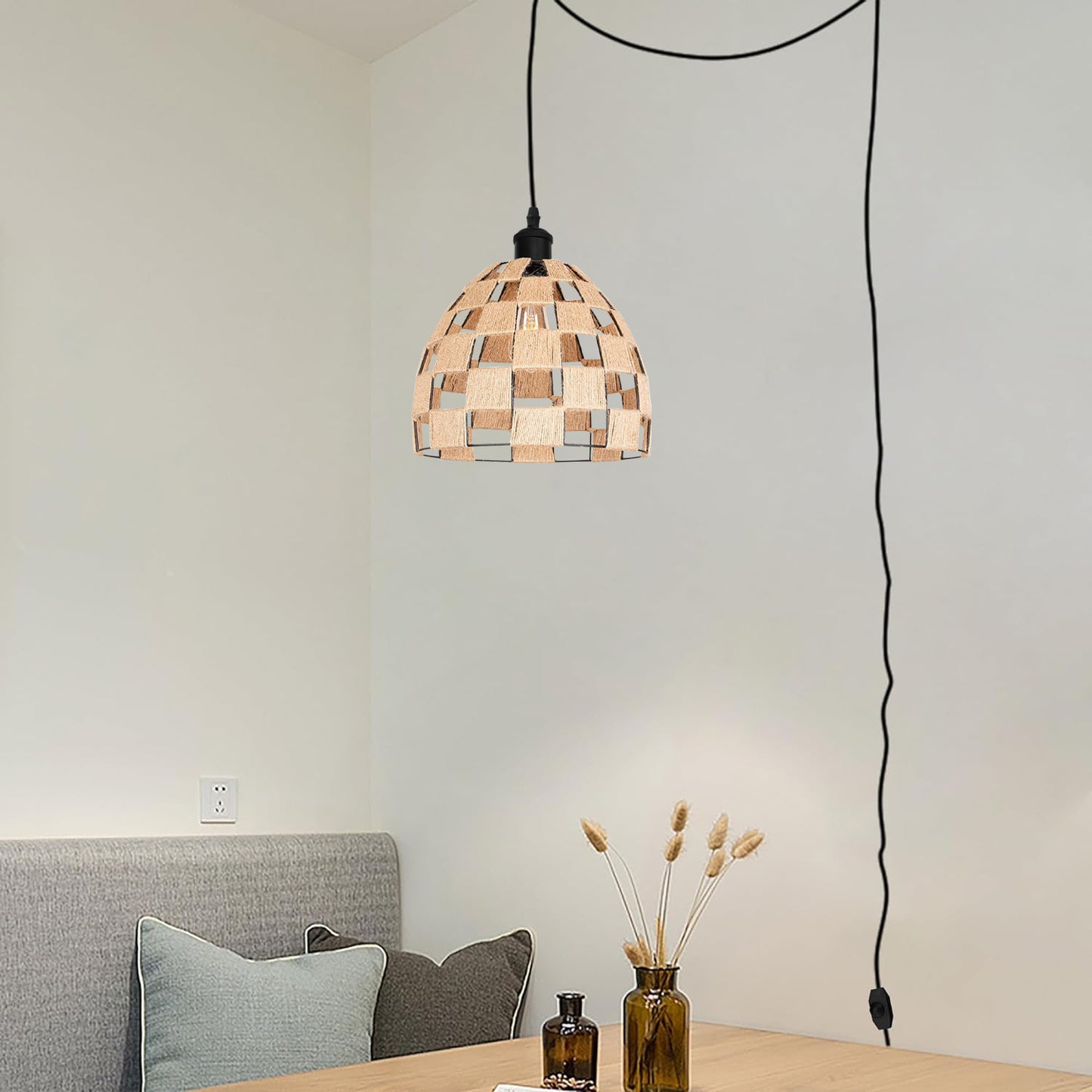 Vintage Industrial  Plug-in Pendant Hanging lampshade