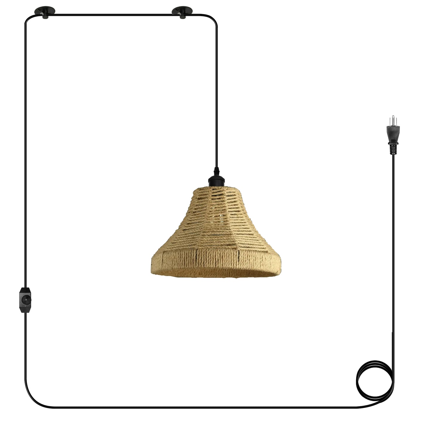 Vintage Industrial  Plug-in Pendant Hanging lampshade