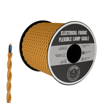 2 Core Twisted Gold Twisted Fabric Covered 18/2 Electrical Wire ~1197