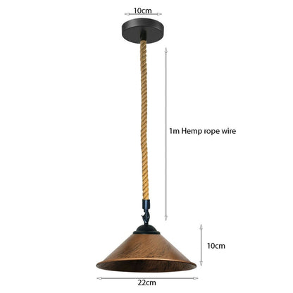 Brushed Copper Metal hemp pendant light - size image