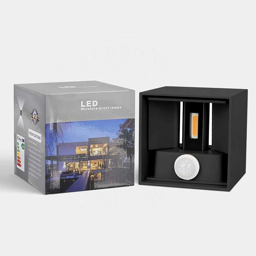 Motion sensor LED wall light for front door security lighting