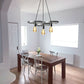 3-Head Wheel Shade Hanging Pendant Light in Black