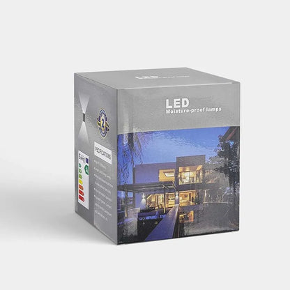 LED wall light outdoor installed on house exterior night view