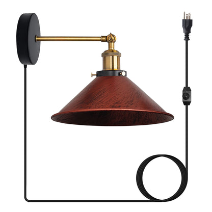 Rustic Red plug in wall light with dimmer switch.JPG