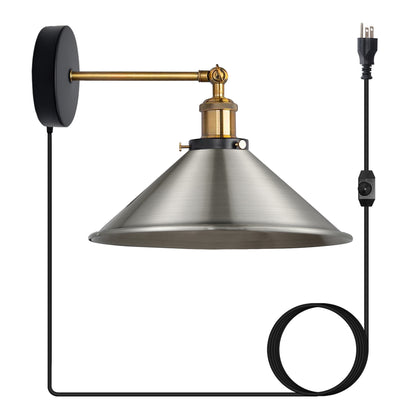 Chrome plug in wall light with dimmer switch.JPG