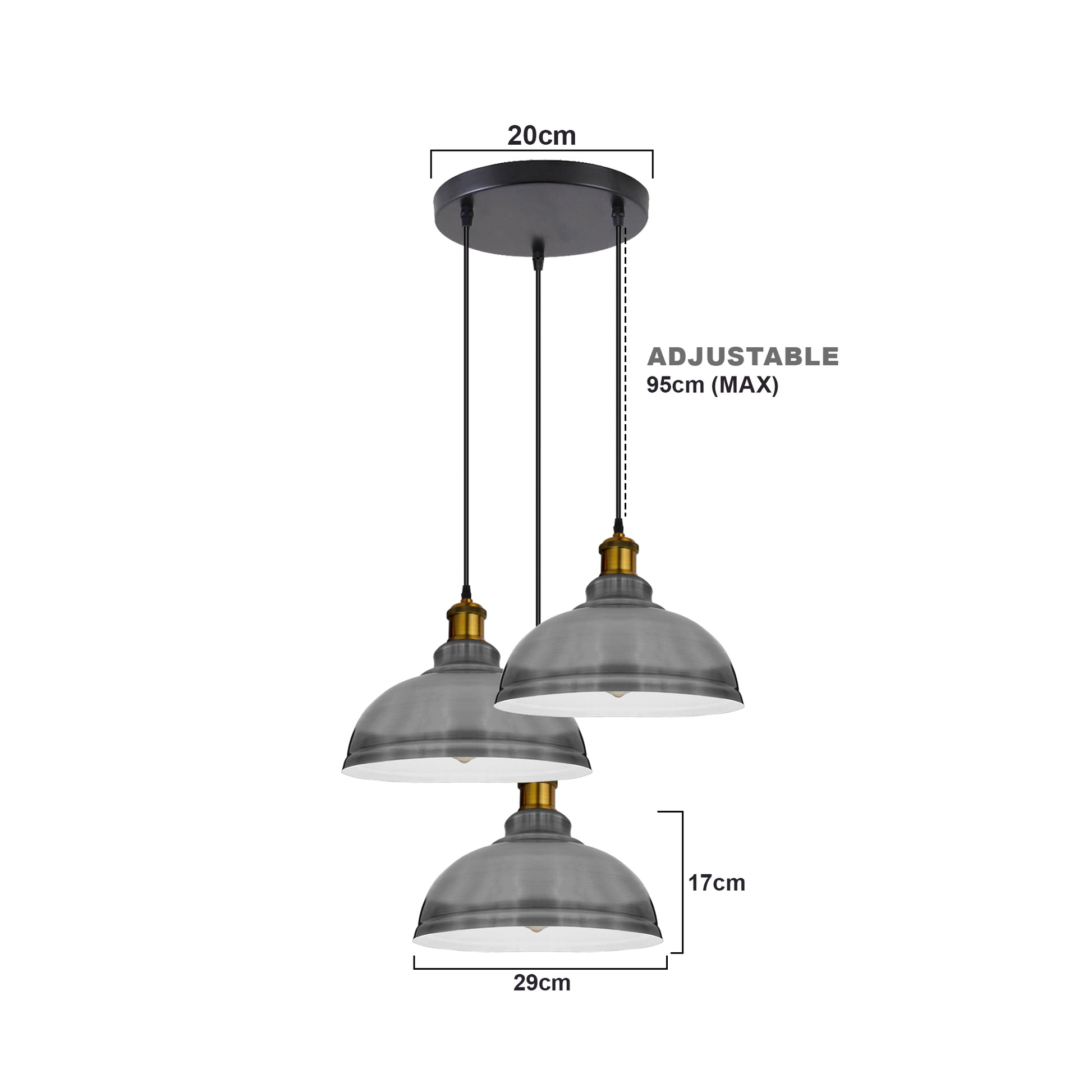 3 Way Hanging Light - Size image