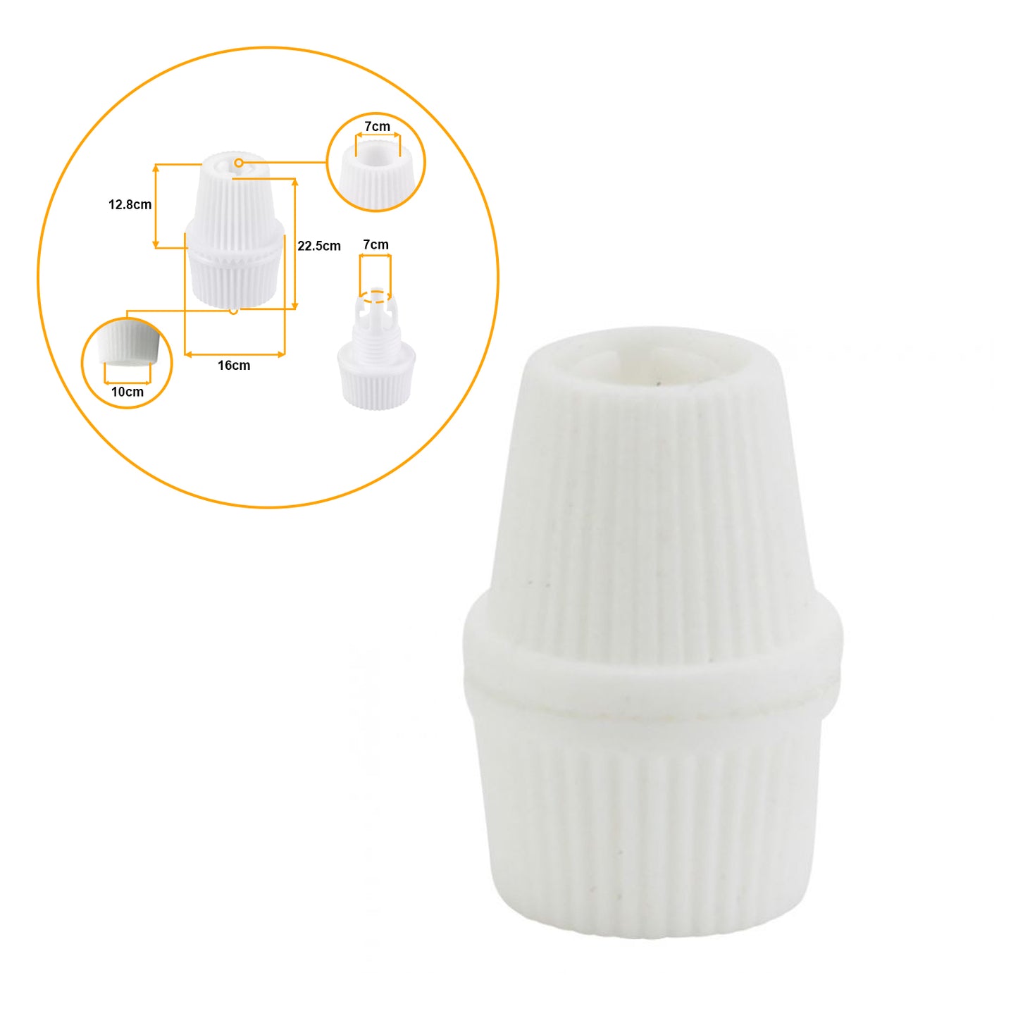 White Plastic M10 Knurled Edge Cord Grip | Pendant Light Cable Strain Relief~1610